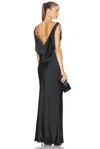 Norma Kamali Sleeveless Low Back Draped Gown In Black