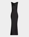 Norma Kamali Sleeveless Low Back Draped Gown In Black
