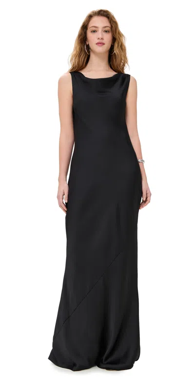 Norma Kamali Sleeveless Low Back Drape Gown Black