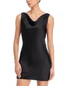 Norma Kamali Sleeveless Low Back Drape Mini Dress In Black