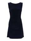 Norma Kamali Bodycon Sleeveless Mini Dress With Ruched Detailing In Blue
