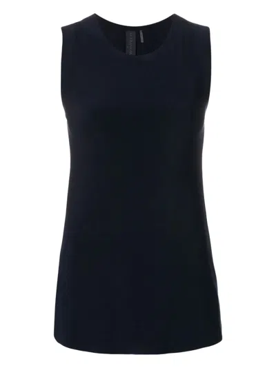 Norma Kamali Sleeveless Navy Top With Round Neckline And Structured Design In Black