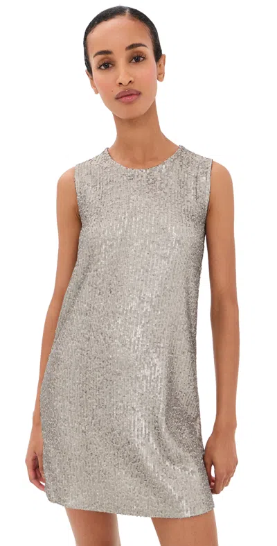 Norma Kamali Sleeveless Sequin Mini Dress Medium Grey In Metallic