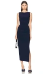 Norma Kamali Sleeveless Shirred Waist Gown In True Navy