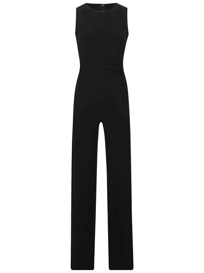Norma Kamali Sleeveless Shirred Waist Jumpsuit In Black