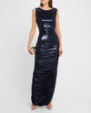 Norma Kamali Sleeveless Side-shirred Maxi Dress In True Navy