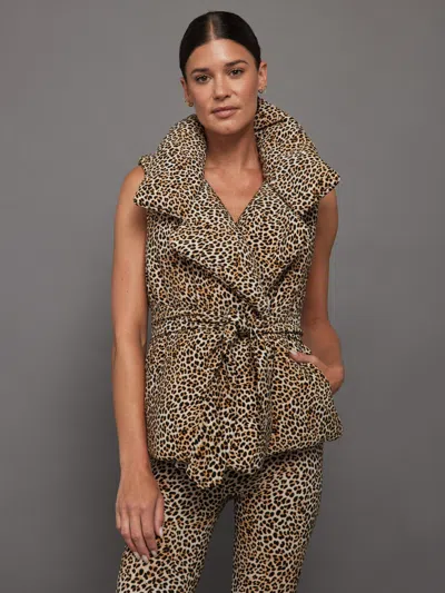 Norma Kamali Sleeveless Sleeping Bag Vest In Bb Leopard
