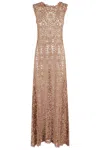 Norma Kamali 'swing' Brown Long Dress With Perforated And Semi-transparent Design