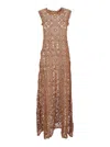 Norma Kamali 'swing' Brown Long Dress With Perforated And Semi-transparent Design In Brown