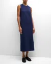 Norma Kamali Sleeveless Tailored Terry Side Slit Gown In True Navy