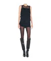 Norma Kamali Sleeveless All Over Fringe Pickle Dress In Black In Black