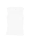 Norma Kamali White Solid Round Neck Top In White