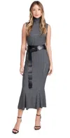 Norma Kamali Sleeveless Turtleneck Fishtail Dress Mini Houndstooth In Mini Houndstooth