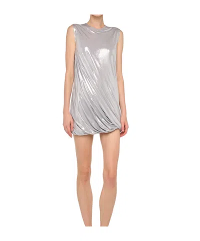 Norma Kamali Sleeveless Twist Mini Dress In Silver