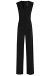 Norma Kamali Sleeveless V-neck Jumpsuit Cinched Waist In Black