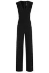 Norma Kamali Sleeveless V-neck Jumpsuit Cinched Waist In Black