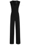 Norma Kamali Sleeveless V-neck Jumpsuit Cinched Waist In Black