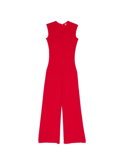 Norma Kamali Sleeveless Wide-leg Jumpsuit In Red