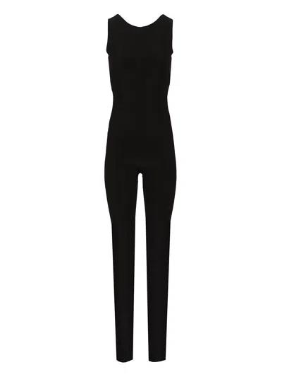 Norma Kamali Sleeveless X Catsuit W/ Footie