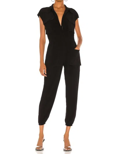 Norma Kamali Sleevless Ink Cargo Jumpsuit In Black