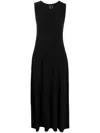 Norma Kamali Sleeveless Long Dress Crew Neck In Black
