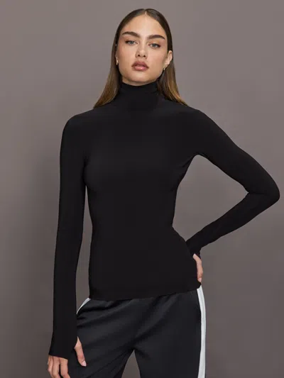 Norma Kamali Slim Fit Long Sleeve Turtle Top In Gold