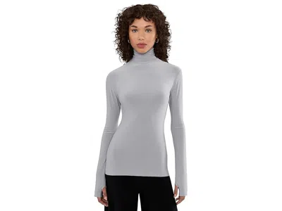 Norma Kamali Slim Fit Long Sleeve Turtle Top In Gray