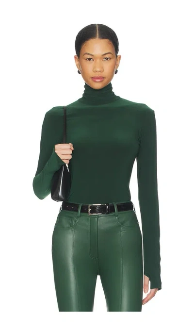 Norma Kamali Slim Fit Long Sleeve Turtle Top In Green
