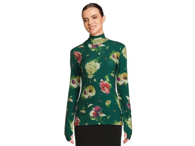 Norma Kamali Slim Fit Long Sleeve Turtle Top In Green