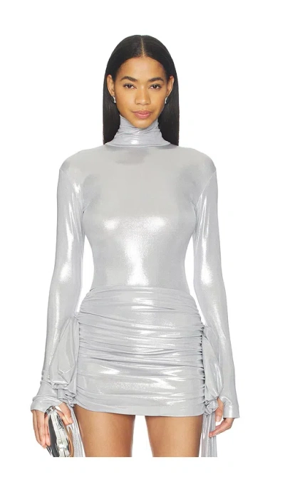 Norma Kamali Oberteil Slim Fit Long Sleeve Turtle In Silver