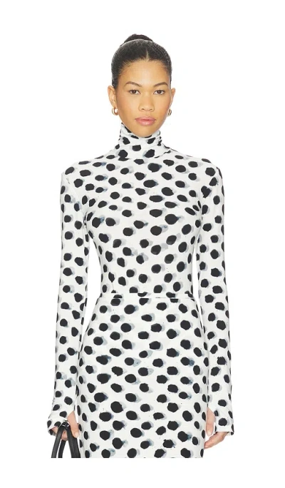 Norma Kamali Slim Fit Long Sleeve Turtleneck Top In Multi