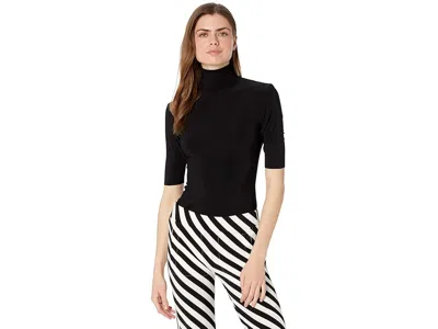 Norma Kamali Slim Fit Short Sleeve Turtle Top In Black