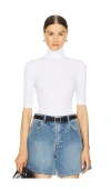 Norma Kamali Slim Fit Short Sleeve Turtleneck Top In N,a