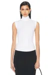 Norma Kamali Slim Fit Sleeveless Turtle Top In Snow White