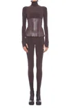 Norma Kamali Slim Fit Turtle Footsie Catsuit In Chocolate