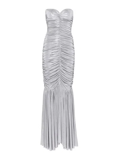 Norma Kamali Slinky Fishtail Dress In Silver