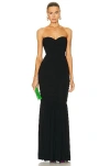 Norma Kamali Strapless Shirred Front Fishtail Gown In Black
