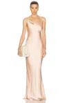 Norma Kamali Maria Draped Satin Maxi Dress