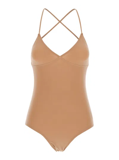 Norma Kamali Slip Mio Bodysuit In Brown