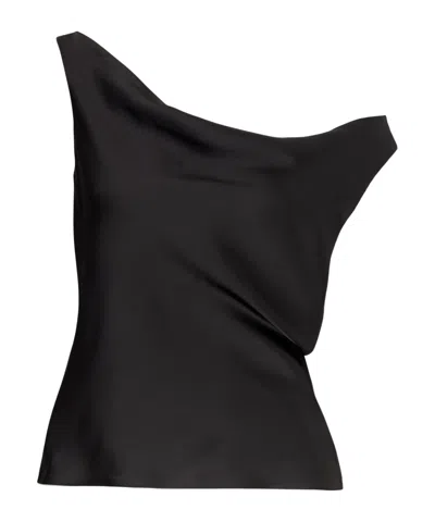 Norma Kamali Smooth Satin Off-the-shoulder Top In Black