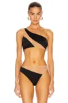 Norma Kamali Snake Bikini Top Womens Black Mesh One Shoulder Beach Gbo586 In Black