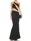 Norma Kamali Snake Mesh Fishtail Gown In Black And Nude