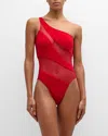 Norma Kamali Snake Mesh One-piece Swimsuit In Tiger Redtiger Red