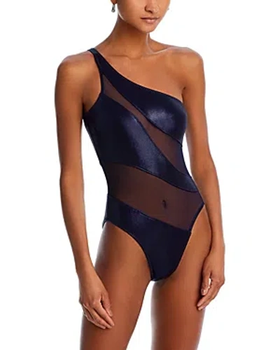 Norma Kamali Snake Mesh One Piece Swimsuit In True Navy/true Navy