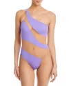 Norma Kamali Snake Mesh Stripe One Piece Swimsuit In Purple