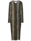 Norma Kamali Brown Slim Fit Long Python Effect Dress In Green