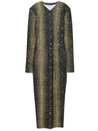 NORMA KAMALI SNAKE-PRINT MAXI DRESS