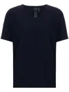 Norma Kamali Navy Solid Round Neck T-shirt In Blue