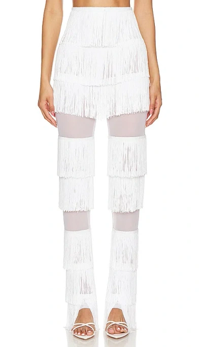 Norma Kamali Spliced Boot Pant With Fringe In 雪白