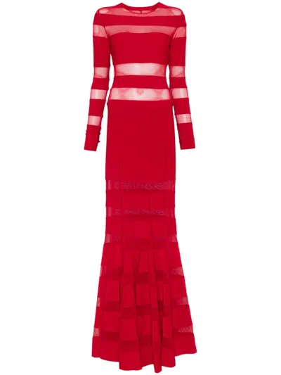 Norma Kamali Spliced Dress Fishtail Gown In Tiger Red